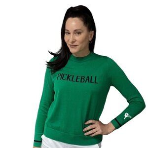 NWT Pickleball Sweater Kelly Green with Navy Lettering Size Small
